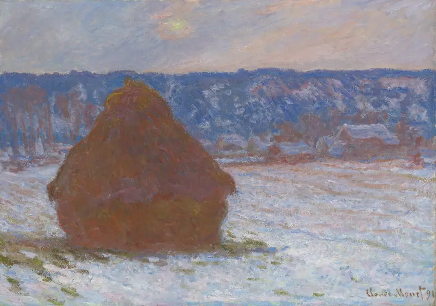 Stack of Wheat (Snow Effect, Overcast Day) (1890-91) by Claude Monet